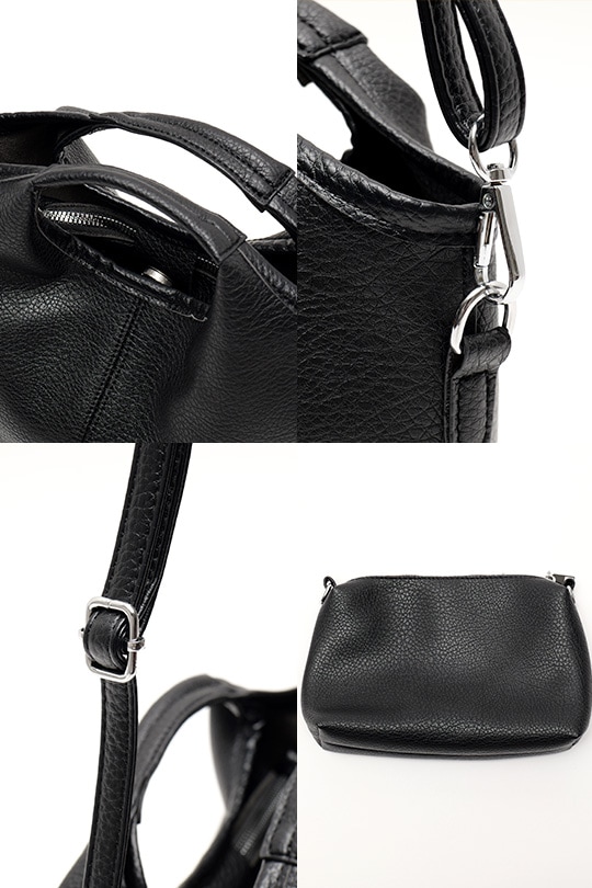 【2/2正午販売～】★先行受注特典50％OFF★ラウンドハンドル 2WAY ミニトートバッグ(ポーチ付き) トートバッグ おしゃれ かわいい モード エッジィ スターチャーム付 高見え レザー調