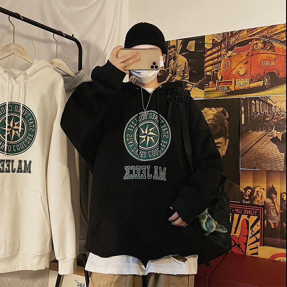 パーカー ロゴ ユニセックス プルオーバー ゆったり 韓国 2色 2カラー パーカー プルオーバー 韓国ファッション レディース