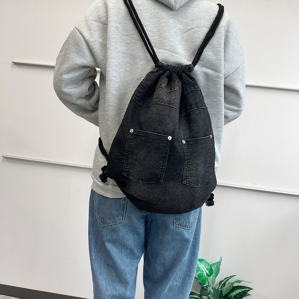 2025-2026AW新作【クーポンで25％OFF】DEVICE ウォッシュ デニム ナップザック ボディバッグ ナップサック リュックサック リュック ジムサック ジムバッグ 巾着 男女兼用 メンズ レディース バッグ 旅行 通学 おしゃれ 学生 デニム 加工 大容量 軽量 かばん 軽い ブランド ボディバッグ