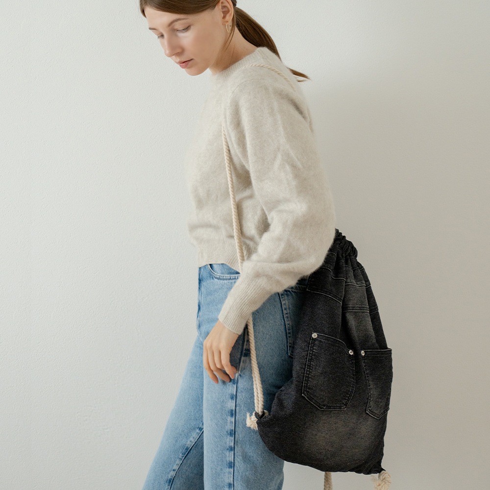 2025-2026AW新作【クーポンで25％OFF】DEVICE ウォッシュ デニム ナップザック ボディバッグ ナップサック リュックサック リュック ジムサック ジムバッグ 巾着 男女兼用 メンズ レディース バッグ 旅行 通学 おしゃれ 学生 デニム 加工 大容量 軽量 かばん 軽い ブランド ボディバッグ