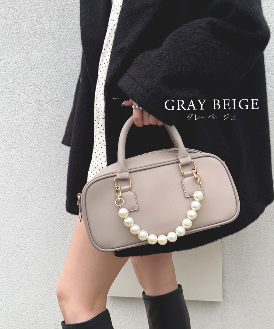 2026SS【maikoday×CrossChramコラボ】REAIMER パール調チャーム付き 2way ボストンバッグ ミニボストン トートバッグ ハンドバッグ レディース 旅行 大容量 おしゃれ ブランド 通勤 レトロ 高見え 横長 上質 肩掛け 大きめ 大人 バッグ 通勤バッグ