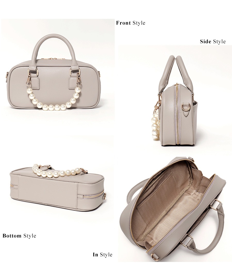 2026SS【maikoday×CrossChramコラボ】REAIMER パール調チャーム付き 2way ボストンバッグ ミニボストン トートバッグ ハンドバッグ レディース 旅行 大容量 おしゃれ ブランド 通勤 レトロ 高見え 横長 上質 肩掛け 大きめ 大人 バッグ 通勤バッグ