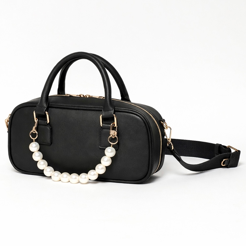 2026SS【maikoday×CrossChramコラボ】REAIMER パール調チャーム付き 2way ボストンバッグ ミニボストン トートバッグ ハンドバッグ レディース 旅行 大容量 おしゃれ ブランド 通勤 レトロ 高見え 横長 上質 肩掛け 大きめ 大人 バッグ 通勤バッグ