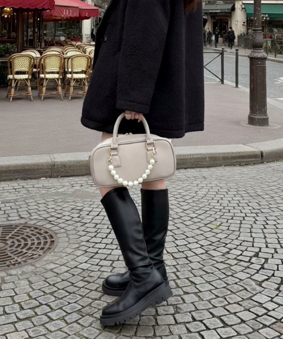 2026SS【maikoday×CrossChramコラボ】REAIMER パール調チャーム付き 2way ボストンバッグ ミニボストン トートバッグ ハンドバッグ レディース 旅行 大容量 おしゃれ ブランド 通勤 レトロ 高見え 横長 上質 肩掛け 大きめ 大人 バッグ 通勤バッグ