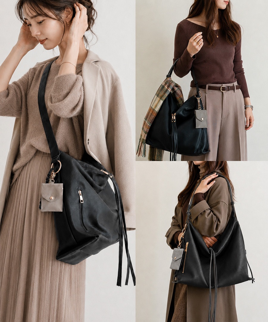 《53％OFF》【2026SS新作】REAIMER ドレープ 2way ショルダーバッグ レディース A4対応 2WAY レディースバッグ 大容量 フェイクレザー 大きめ 斜めがけ 肩掛け マザーズバッグ 通勤 通学 チャーム付き マザーズバッグ 通勤バッグ おしゃれ【REAIMER/リエメ】