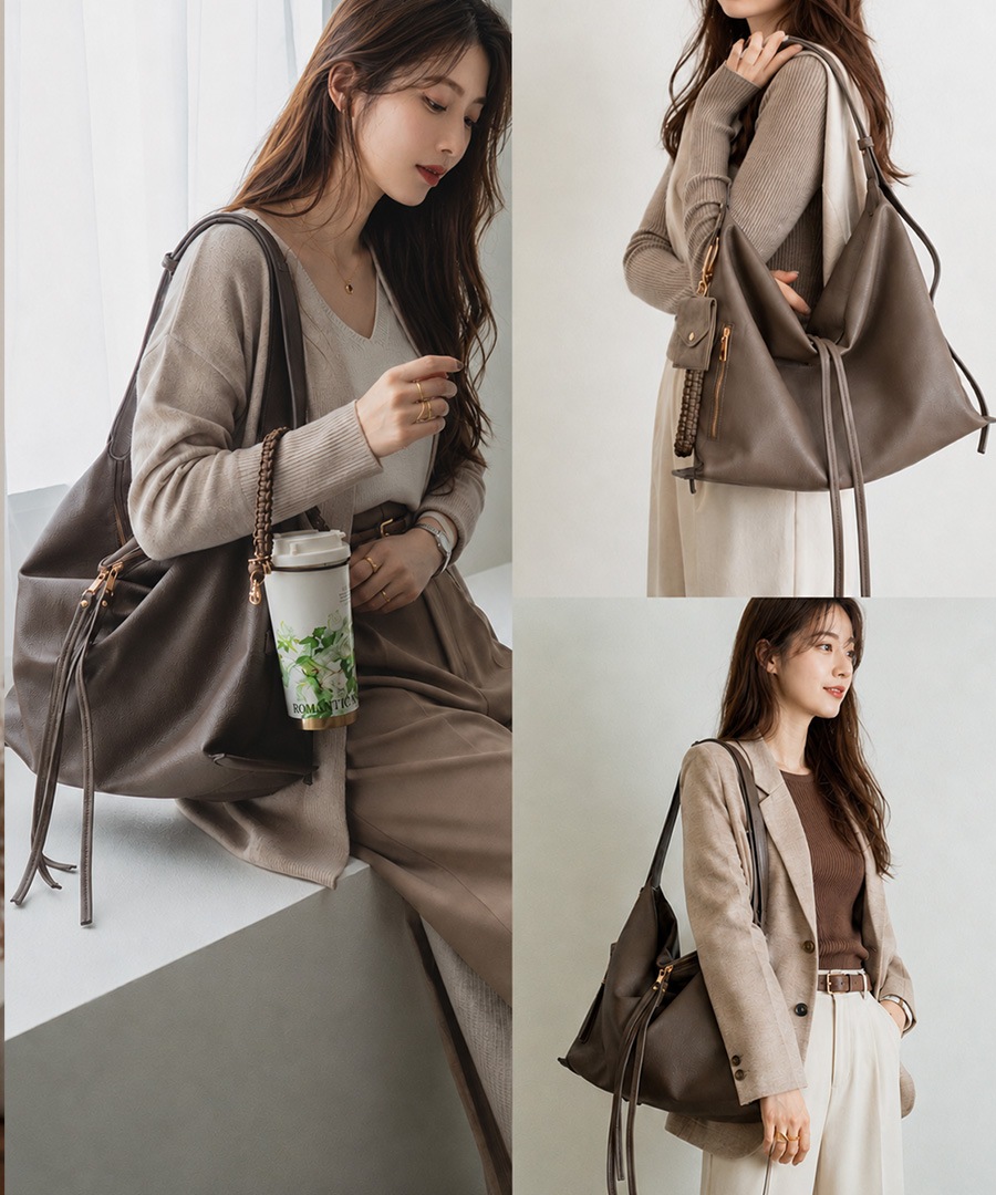 《53％OFF》【2026SS新作】REAIMER ドレープ 2way ショルダーバッグ レディース A4対応 2WAY レディースバッグ 大容量 フェイクレザー 大きめ 斜めがけ 肩掛け マザーズバッグ 通勤 通学 チャーム付き マザーズバッグ 通勤バッグ おしゃれ【REAIMER/リエメ】