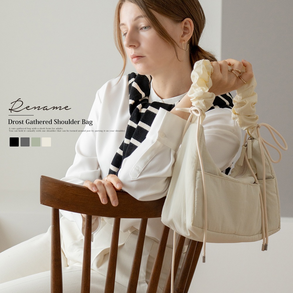 【SALE：40％OFF 11/2 10:00~】ショルダーバッグ ギャザー バッグ ギャザーショルダーバッグ フリルバッグ 斜めがけ ギャザーバッグ レディースバッグ ファスナー付 軽量 旅行 ミニ バック フェミニン かわいい おしゃれ 可愛い サブバッグ ナイロン 大人 カジュアル