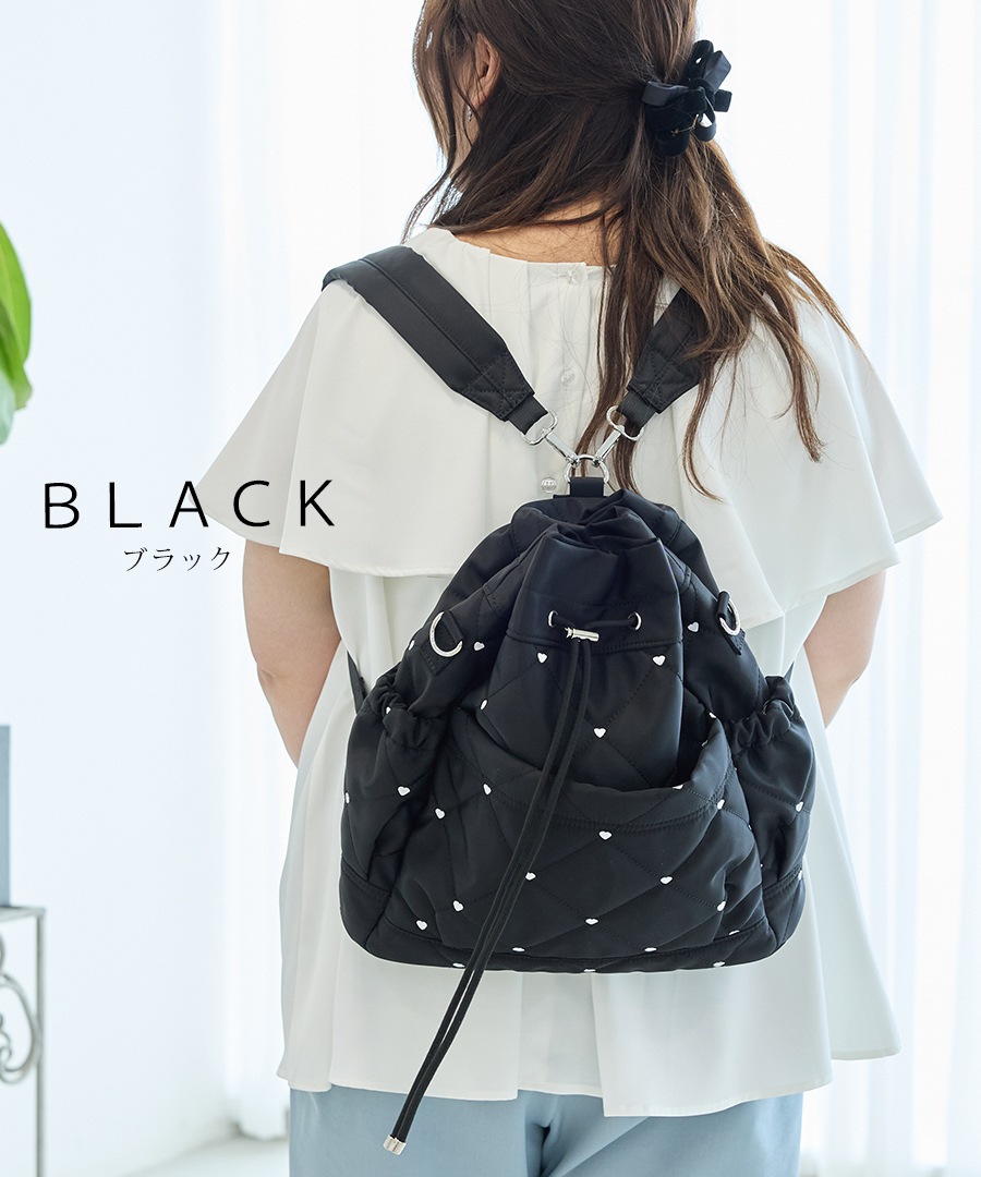 【komachi×REAIMERコラボ】6/4 10:00～先行予約《55％OFFセール》ドロストバッグ バッグ リュック 3way ドロスト バッグ レディース トートバッグ ハンドバッグ ショルダーバッグ 軽量 ハート刺? カジュアル おしゃれ ママバッグ 旅行 トレンド 大人女子 かわいい 3way アウトドア ナイロン 20代 30代 40代