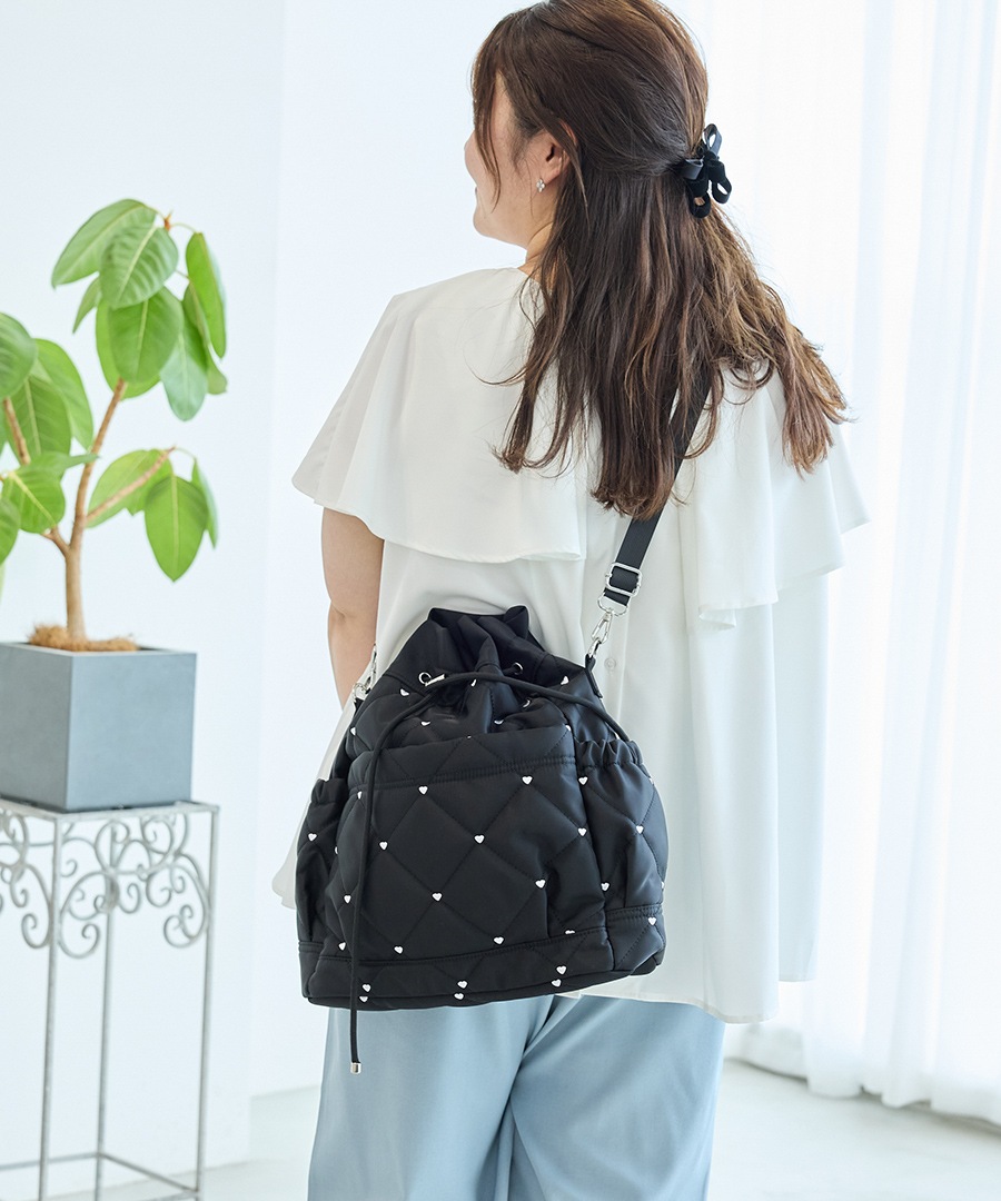 【komachi×REAIMERコラボ】6/4 10:00～先行予約《55％OFFセール》ドロストバッグ バッグ リュック 3way ドロスト バッグ レディース トートバッグ ハンドバッグ ショルダーバッグ 軽量 ハート刺? カジュアル おしゃれ ママバッグ 旅行 トレンド 大人女子 かわいい 3way アウトドア ナイロン 20代 30代 40代