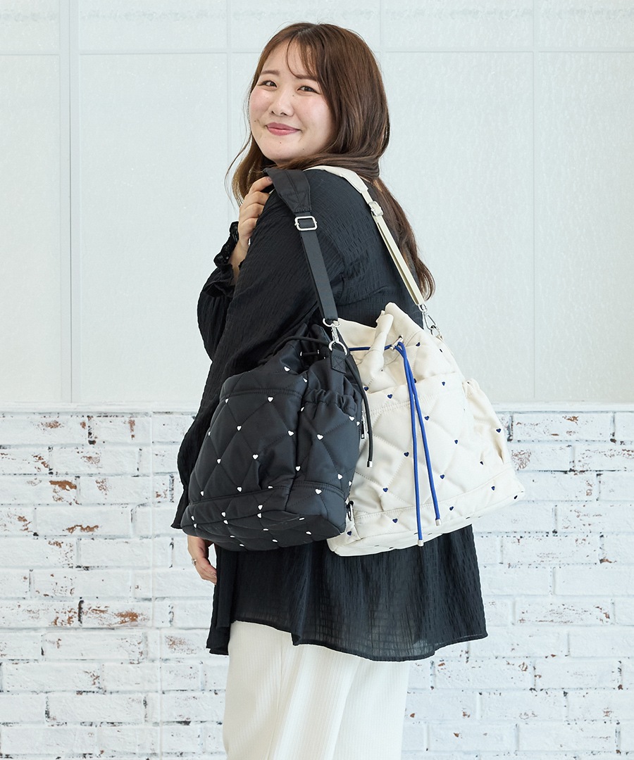 【komachi×REAIMERコラボ】6/4 10:00～先行予約《55％OFFセール》ドロストバッグ バッグ リュック 3way ドロスト バッグ レディース トートバッグ ハンドバッグ ショルダーバッグ 軽量 ハート刺? カジュアル おしゃれ ママバッグ 旅行 トレンド 大人女子 かわいい 3way アウトドア ナイロン 20代 30代 40代