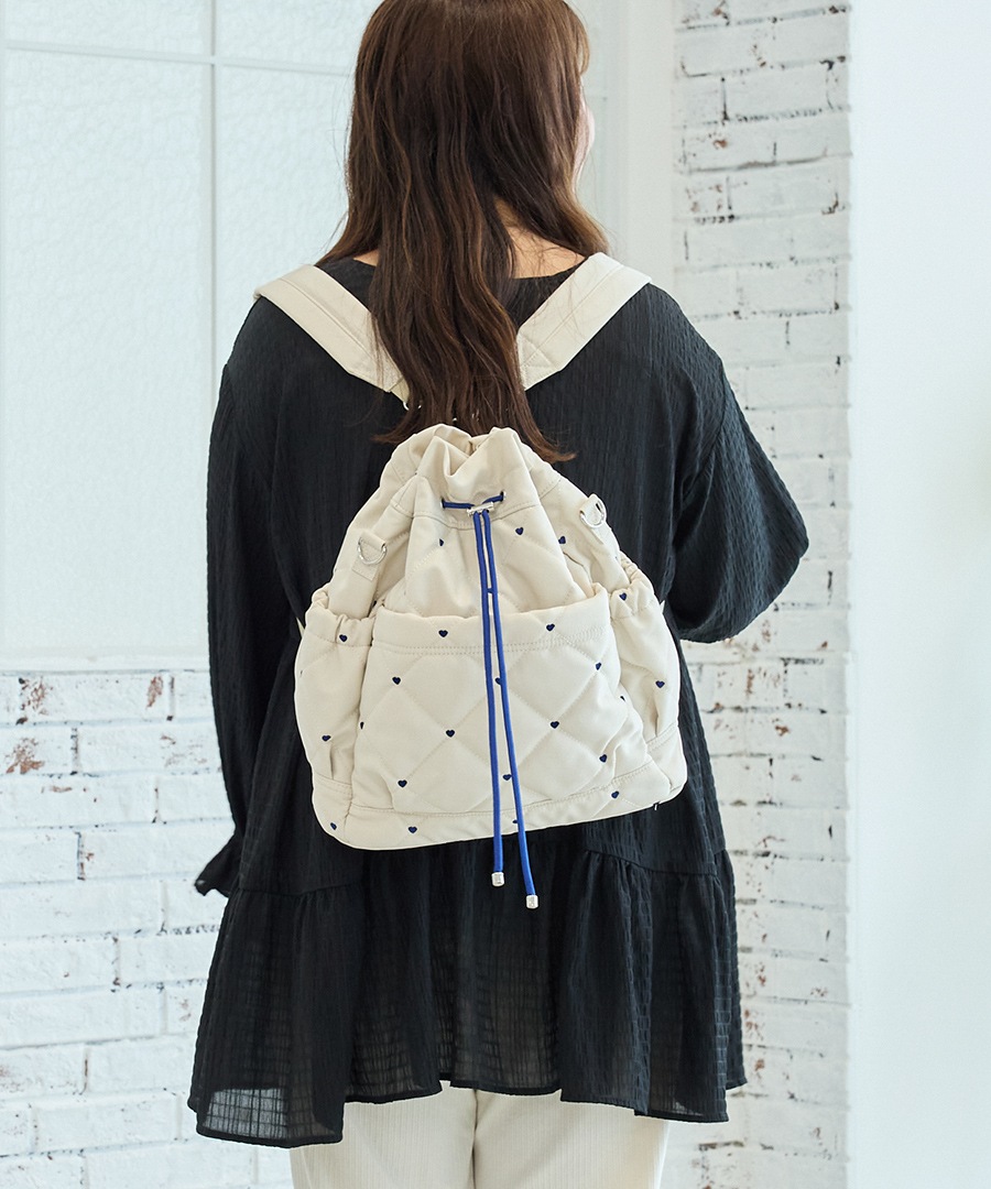 【komachi×REAIMERコラボ】6/4 10:00～先行予約《55％OFFセール》ドロストバッグ バッグ リュック 3way ドロスト バッグ レディース トートバッグ ハンドバッグ ショルダーバッグ 軽量 ハート刺? カジュアル おしゃれ ママバッグ 旅行 トレンド 大人女子 かわいい 3way アウトドア ナイロン 20代 30代 40代