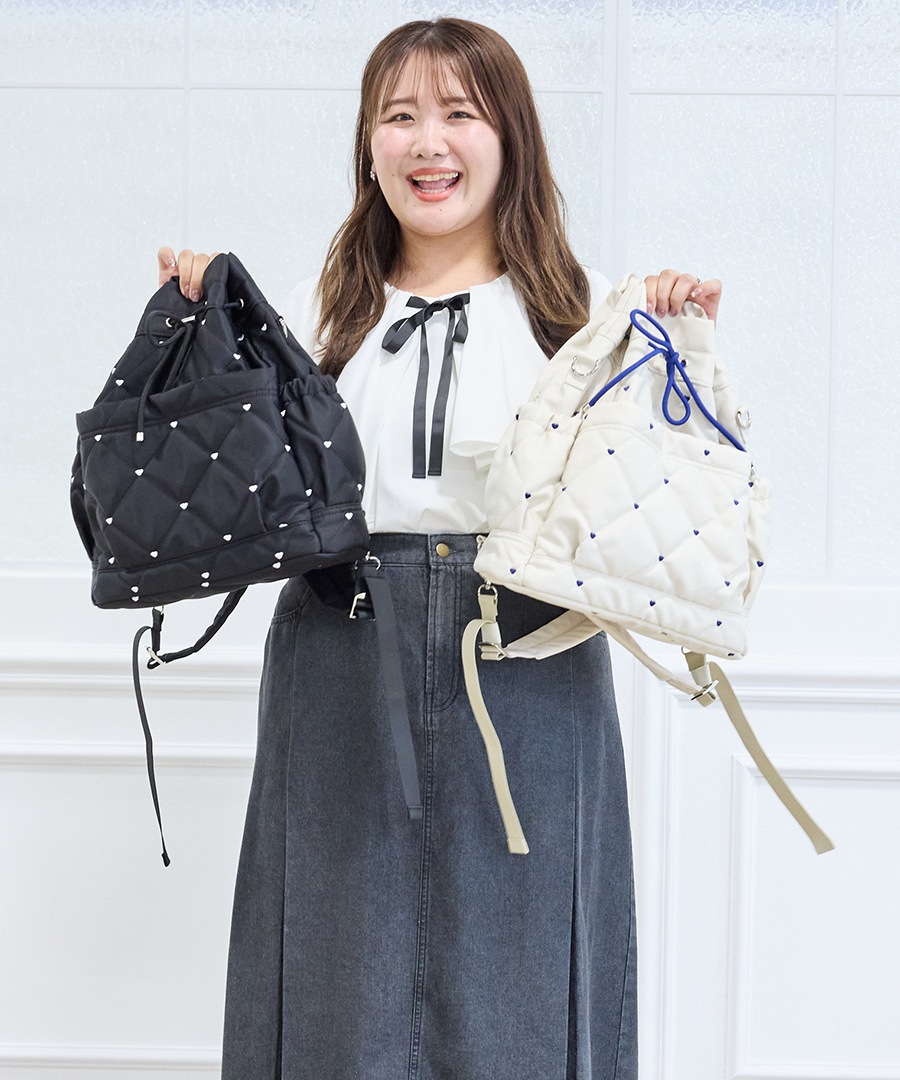 【komachi×REAIMERコラボ】6/4 10:00～先行予約《55％OFFセール》ドロストバッグ バッグ リュック 3way ドロスト バッグ レディース トートバッグ ハンドバッグ ショルダーバッグ 軽量 ハート刺? カジュアル おしゃれ ママバッグ 旅行 トレンド 大人女子 かわいい 3way アウトドア ナイロン 20代 30代 40代