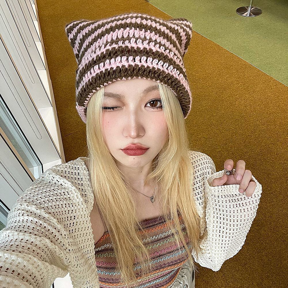 ニット帽 ニット帽子 ニット レディース 深め 秋冬 可愛い カワイイ 大きめ ボーダー シンプル おしゃれ 可愛い 猫耳 ゆったり ゆるめ 女性 女子 大人 秋 冬