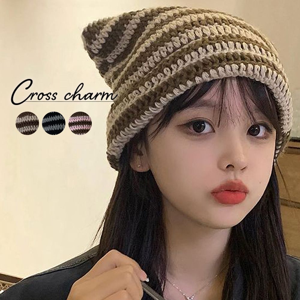 ニット帽 ニット帽子 ニット レディース 深め 秋冬 可愛い カワイイ 大きめ ボーダー シンプル おしゃれ 可愛い 猫耳 ゆったり ゆるめ 女性 女子 大人 秋 冬