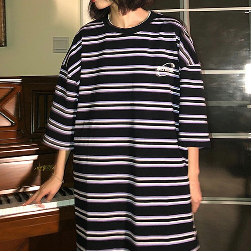 Tシャツ tシャツ ボーダー レディース メンズ 半袖 カジュアル 大きいサイズ 体型カバー オーバーサイズ シャツ 大きい 春 夏 韓国 ファッション プリント ゆったり かわいい シンプル ロゴT トップス プリントT ビッグT