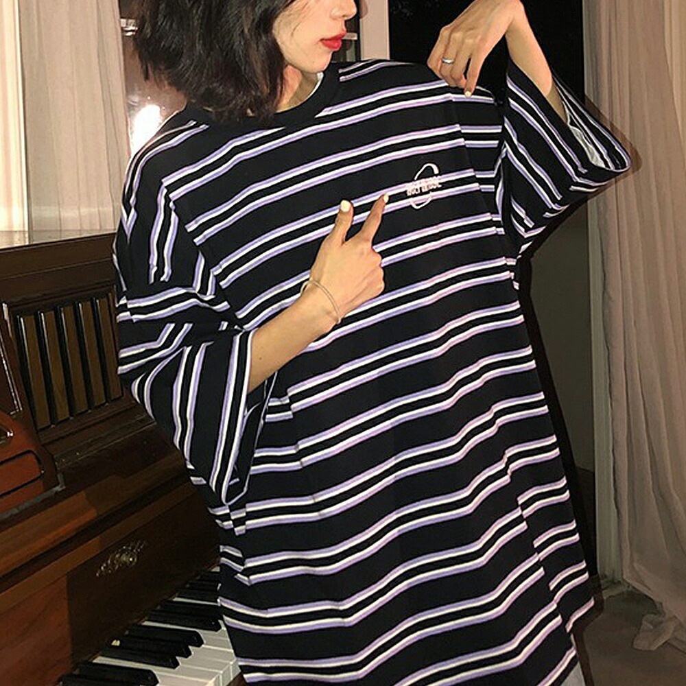 Tシャツ tシャツ ボーダー レディース メンズ 半袖 カジュアル 大きいサイズ 体型カバー オーバーサイズ シャツ 大きい 春 夏 韓国 ファッション プリント ゆったり かわいい シンプル ロゴT トップス プリントT ビッグT