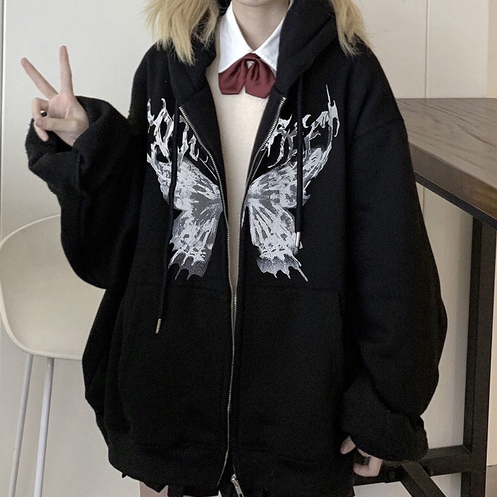 バタフライ ロゴ フーディ トレーナー シンプル 韓国 ストリート Cross charm official store | サイエンス バタフライ プリント