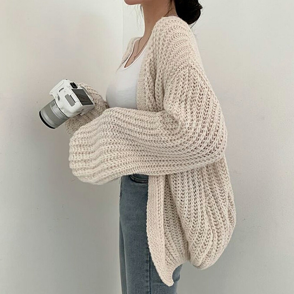 カーディガン トップス レディース ニット カーデ 秋 秋冬 長袖 羽織り アウター あったか ふわふわ もこもこ 防寒 ゆったり シンプル 無地 韓国ファッション カジュアル レディースファッション きれいめ 23AW 新作
