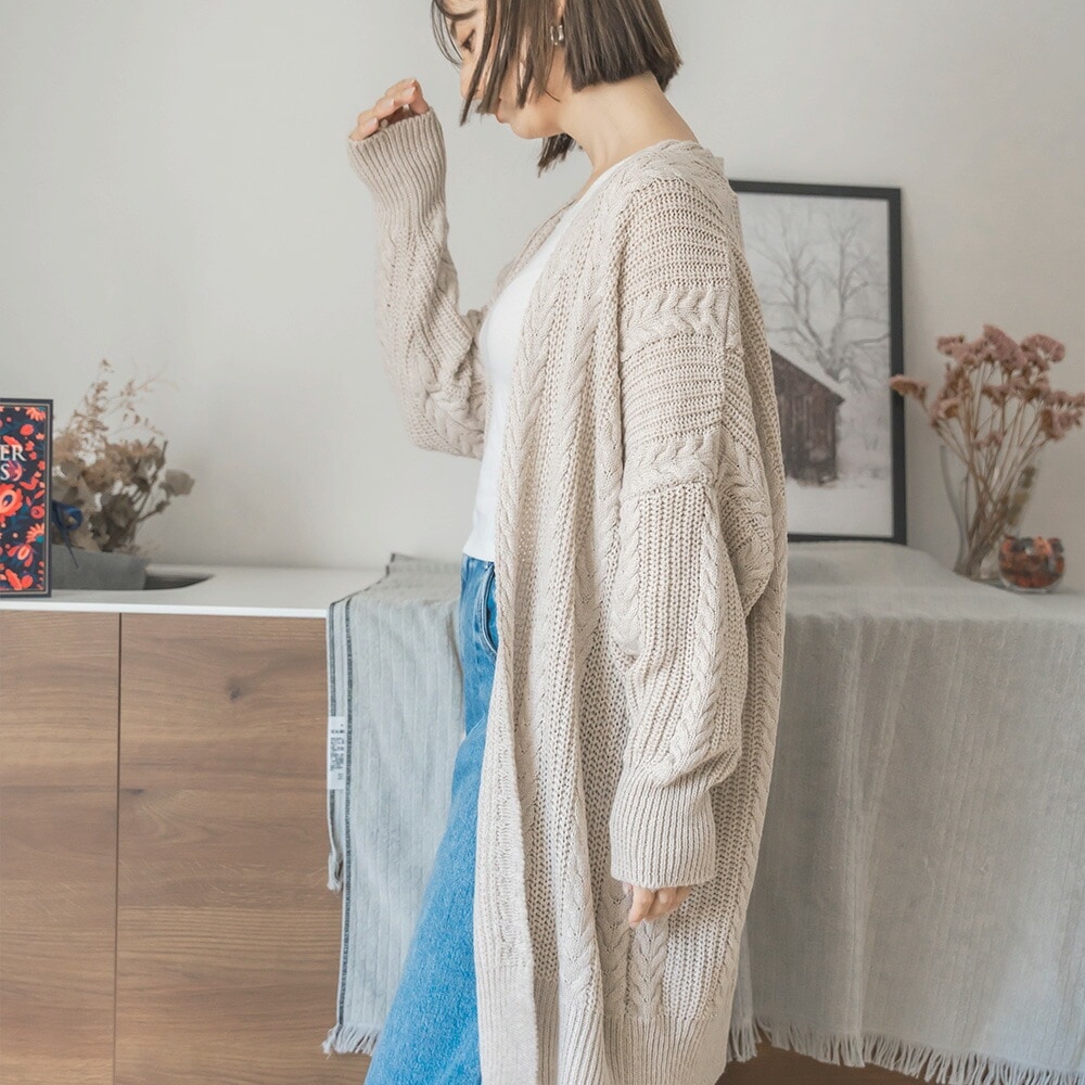 カーディガン トップス レディース ニット カーデ 秋 秋冬 ロング ロングカーデ ロング丈 長袖 羽織り アウター あったか 防寒 ゆったり シンプル 無地 韓国ファッション カジュアル きれいめ 23AW 新作
