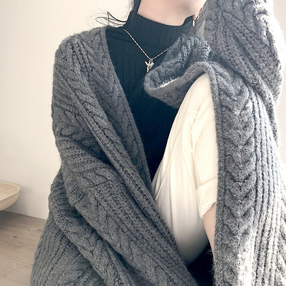 シンプル ニット カーディガン ロールネック 韓国 秋冬 cr6265 セール】ニットカーディガンレディース 春秋冬韓国(503690832