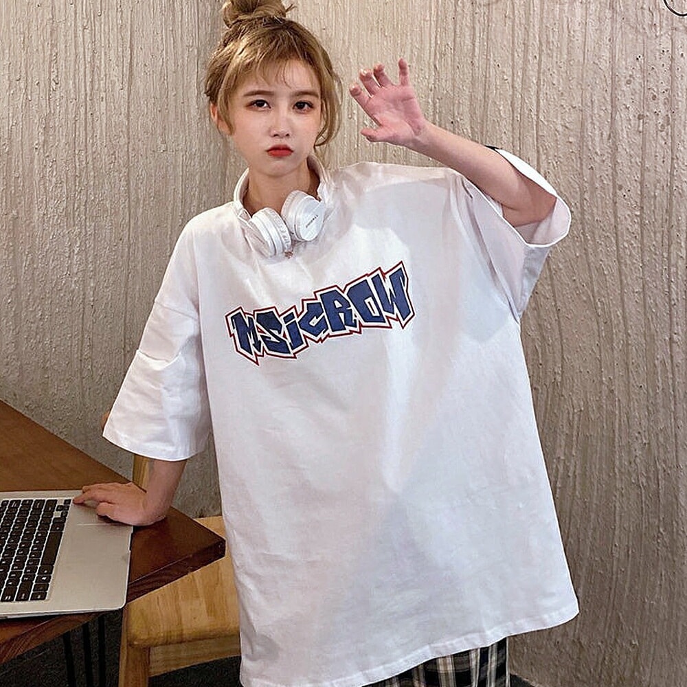 2色 半袖Tシャツ ダメージ加工 オーバーサイズ 男女兼用 韓国 ad21-03s.jpg