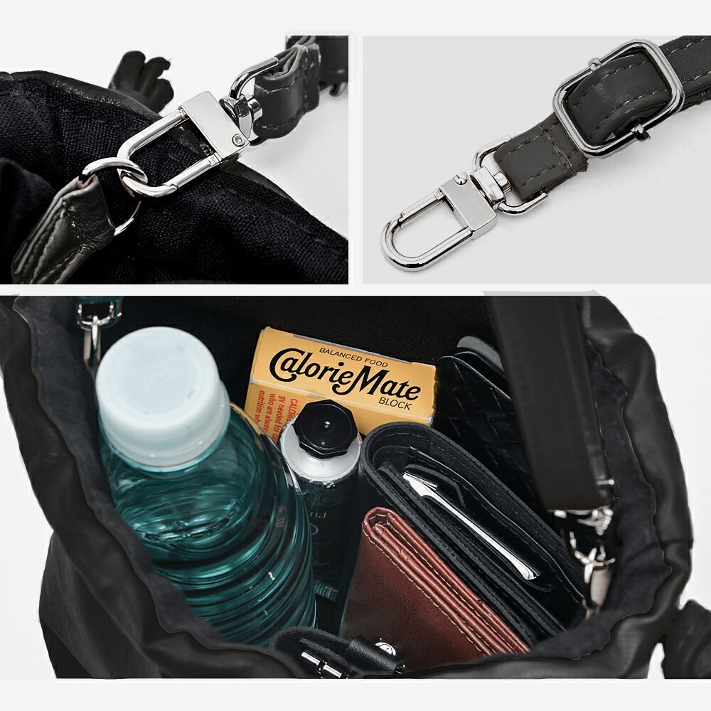 巾着 バッグ ポーチ ショルダーバッグ ブランド Rename バック レディース 大人 フェイクレザー 軽量 おしゃれ 手持ち ワンショルダーバッグ コラボ 肩掛け 可愛い 斜め掛けバッグ シンプル