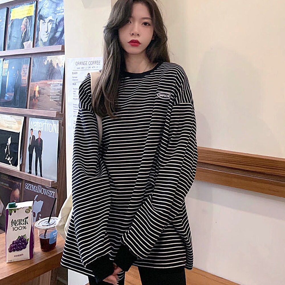 トレーナー スエット ストリート トップス 韓国 Cross charm official store | トレーナー 長袖 ボーダー