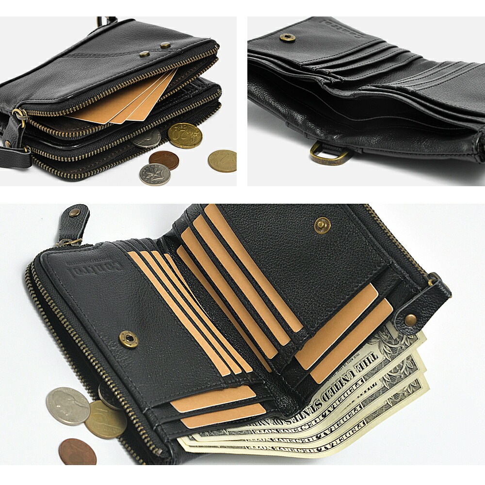 財布 二つ折り メンズ  二つ折り財布 ファスナー 牛革 本革 レザー カード 小銭入れ コイン コンパクト 軽量 シンプル 無地 L字 折り財布 大人 ブランド 2023