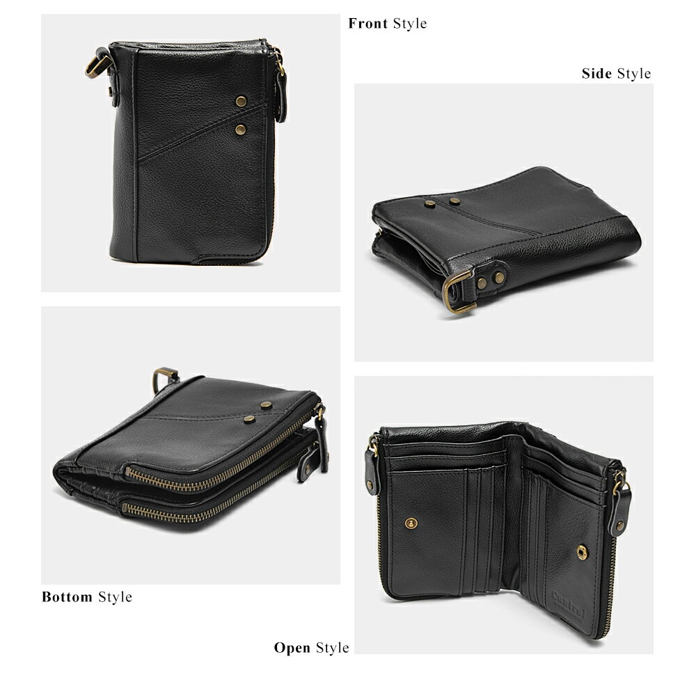 財布 二つ折り メンズ  二つ折り財布 ファスナー 牛革 本革 レザー カード 小銭入れ コイン コンパクト 軽量 シンプル 無地 L字 折り財布 大人 ブランド 2023