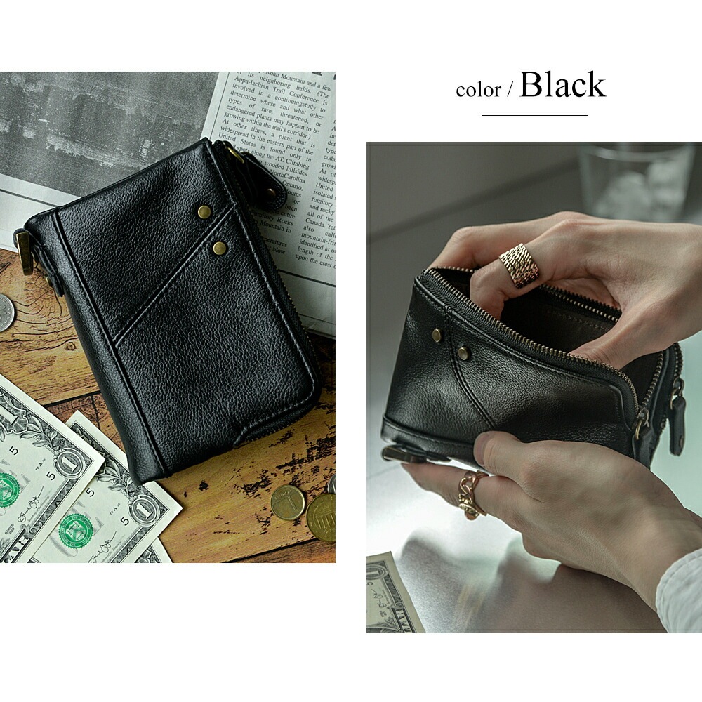 財布 二つ折り メンズ  二つ折り財布 ファスナー 牛革 本革 レザー カード 小銭入れ コイン コンパクト 軽量 シンプル 無地 L字 折り財布 大人 ブランド 2023