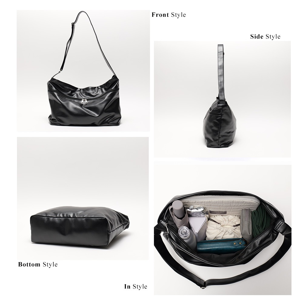 DEVICE ZIP ルーズ マンメイドレザー ショルダーバッグ