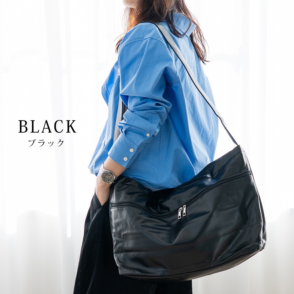 DEVICE ZIP ルーズ マンメイドレザー ショルダーバッグ