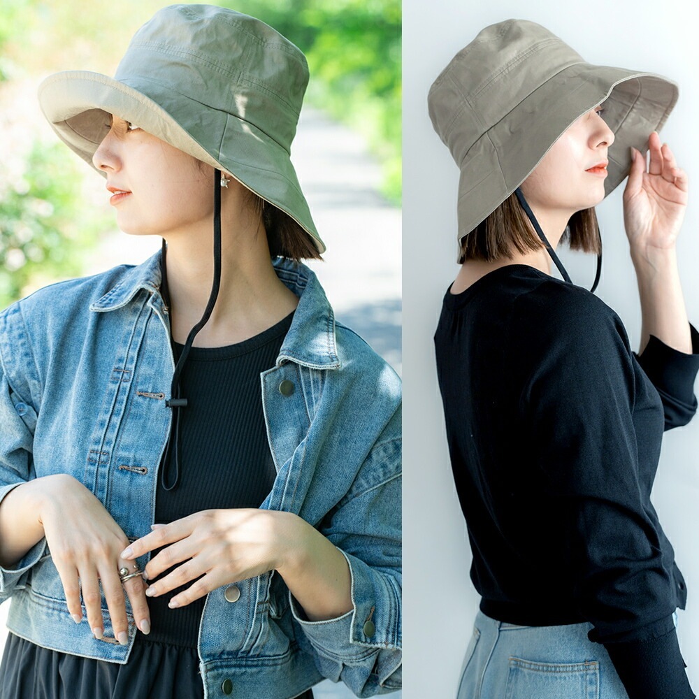 【SALE：30％off 2/13(金)9:59まで】 帽子 コード付きダウンハット レディース uv uvケア コットン100% 春夏 夏 日焼け防止 ハット サファリハット 紫外線 防止 ゴルフ 日除け 日よけ ひよけ 紐付き 大きめ 大きいサイズ つば広 折りたたみ あご紐 小顔効果