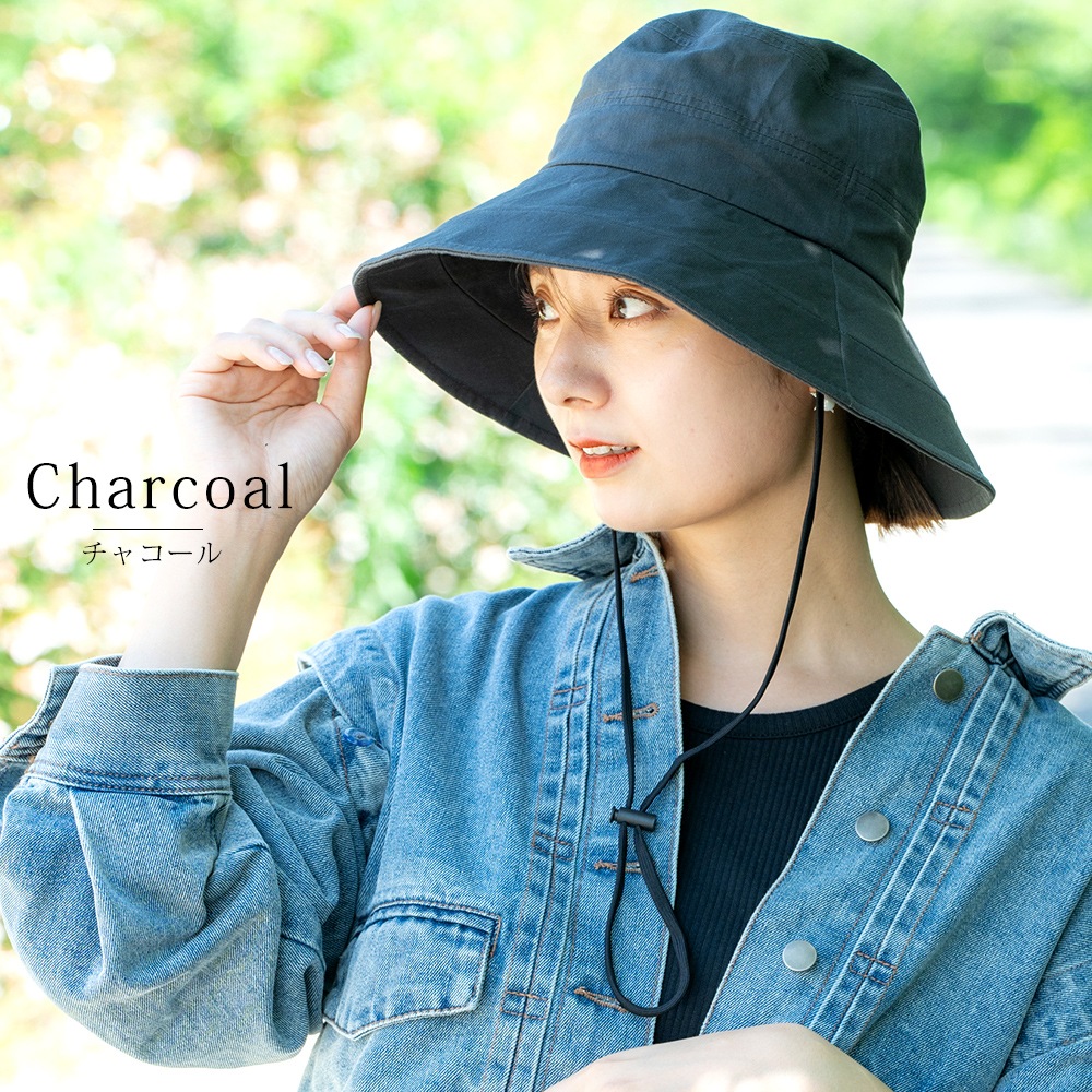 《期間限定25％off セール》 帽子 コード付きダウンハット レディース uv uvケア コットン100% 春夏 夏 日焼け防止 ハット サファリハット 紫外線 防止 ゴルフ 日除け 日よけ ひよけ 紐付き 大きめ 大きいサイズ つば広 折りたたみ あご紐 小顔効果