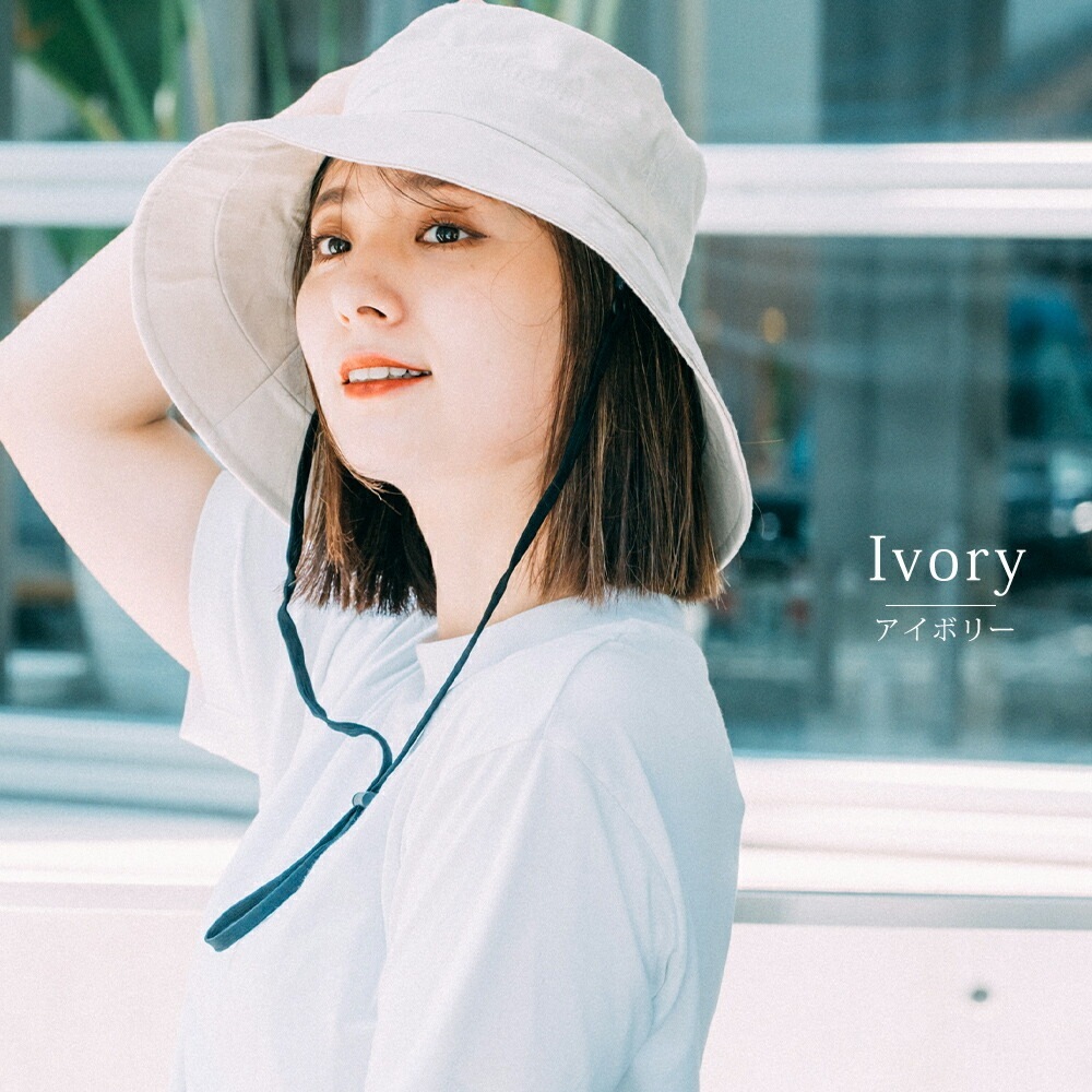 【SALE：30％off 2/13(金)9:59まで】 帽子 コード付きダウンハット レディース uv uvケア コットン100% 春夏 夏 日焼け防止 ハット サファリハット 紫外線 防止 ゴルフ 日除け 日よけ ひよけ 紐付き 大きめ 大きいサイズ つば広 折りたたみ あご紐 小顔効果