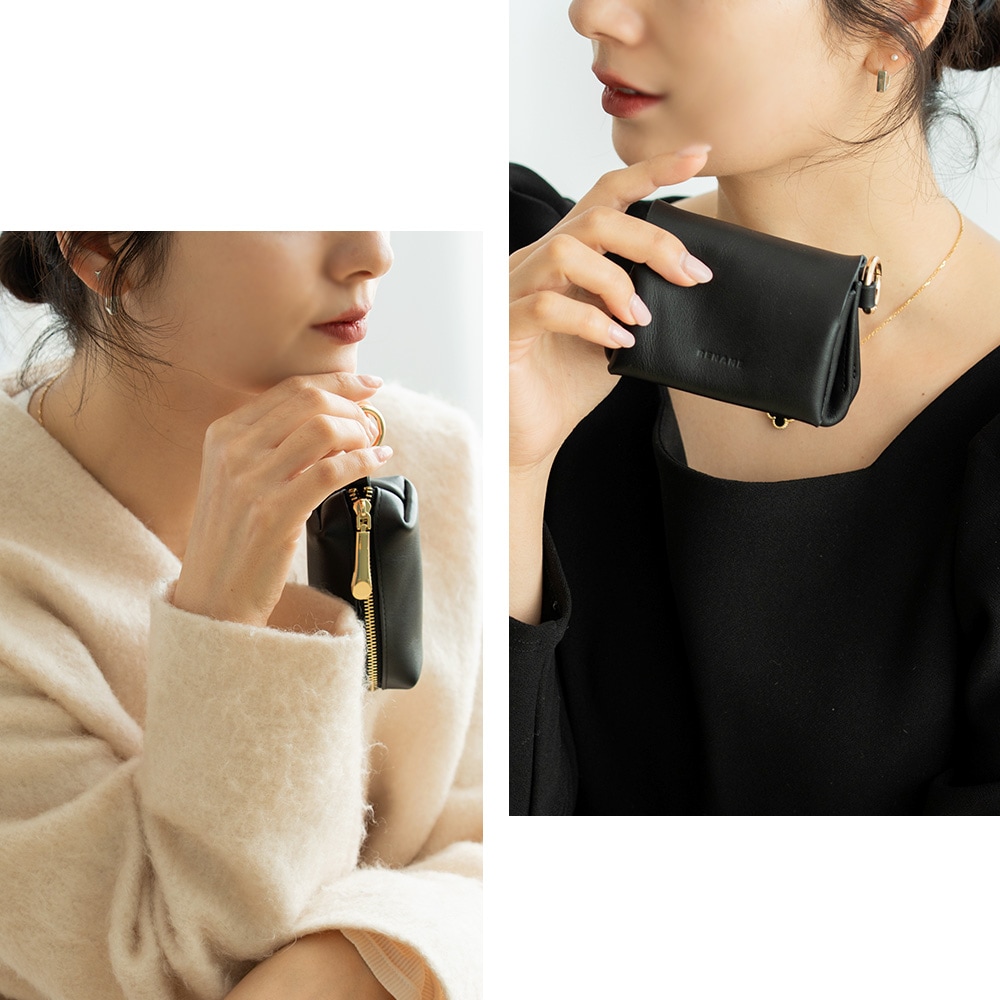 Wallet shoulder bag／ミニポーチ付／ブラック Cross charm official store | スマホショルダー 財布 ポーチ