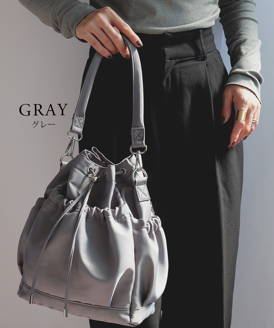 【クーポンで45％OFF】【新色グレー追加】★雑誌掲載されました★2way  ドロストバッグ レディース ハンドバッグ リュック ショルダーバッグ 軽量 バッグ 通勤 通学 きれいめ カジュアル おしゃれ ポリエステル 巾着バッグ ママバッグ 旅行 トレンド 大人女子 かわいい