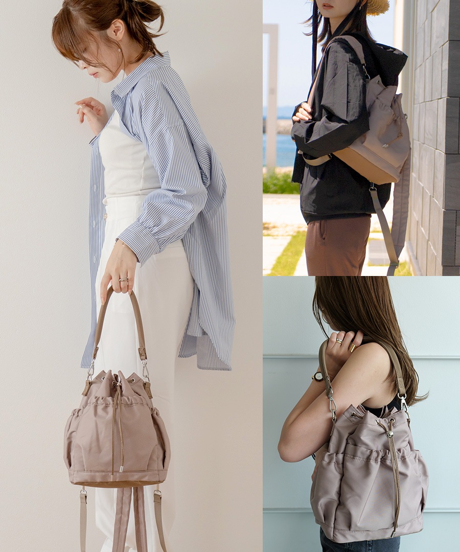 【先行予約販売】2way  ドロストバッグ レディース ハンドバッグ リュック ショルダーバッグ 軽量 バッグ 通勤 通学 きれいめ カジュアル おしゃれ ポリエステル 巾着バッグ ママバッグ 旅行 トレンド 大人女子 かわいい