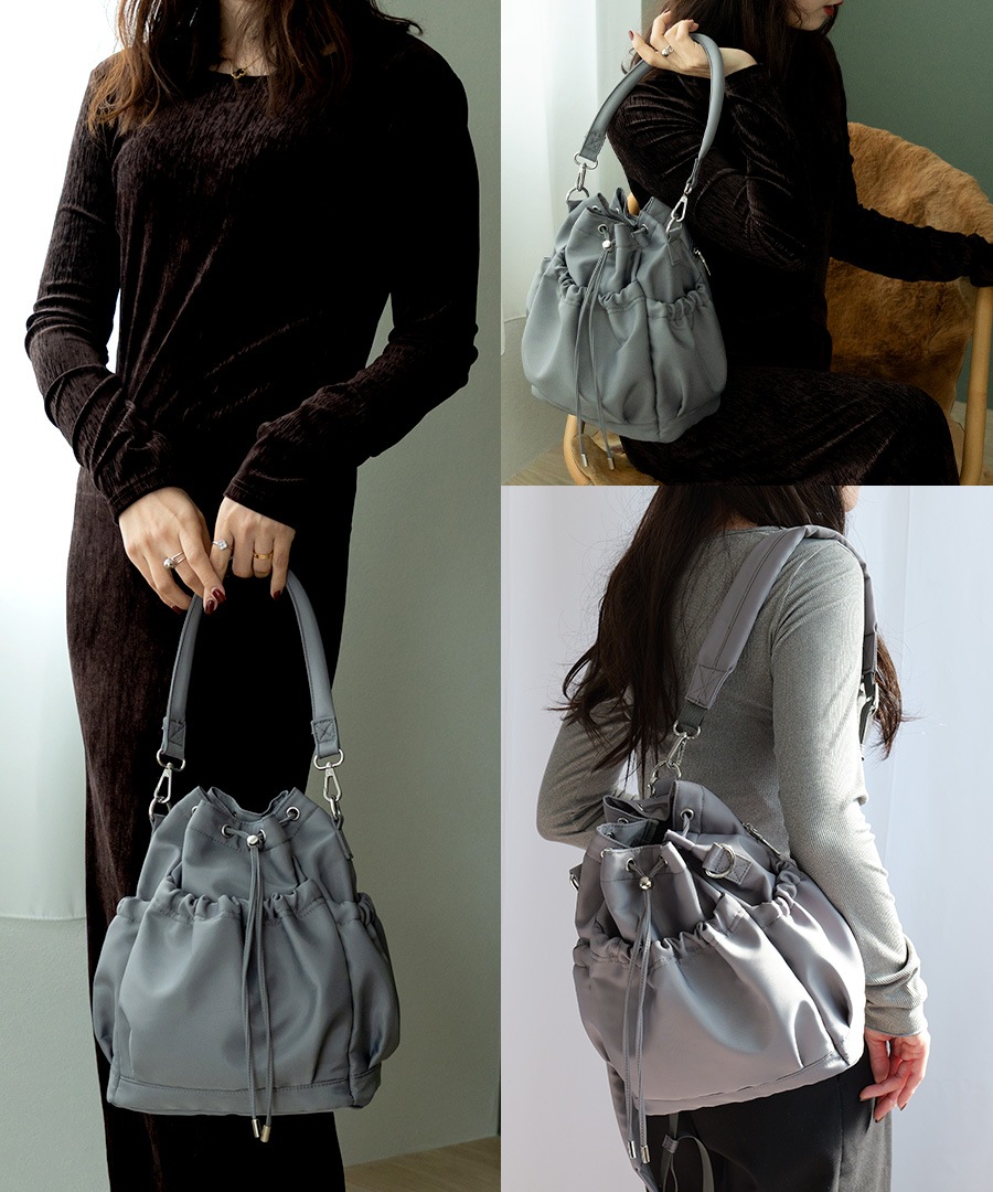 【クーポン利用で45％OFF】【新色グレー追加】★雑誌掲載されました★2way  ドロストバッグ レディース ハンドバッグ リュック ショルダーバッグ 軽量 バッグ 通勤 通学 きれいめ カジュアル おしゃれ ポリエステル 巾着バッグ