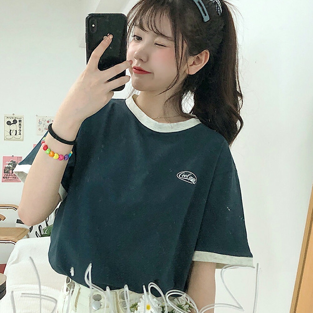 ジップデザイン Tシャツ 4色 半袖 韓国 夏 カジュアル cr4718 Cross charm official store | tシャツ 半袖 プリント