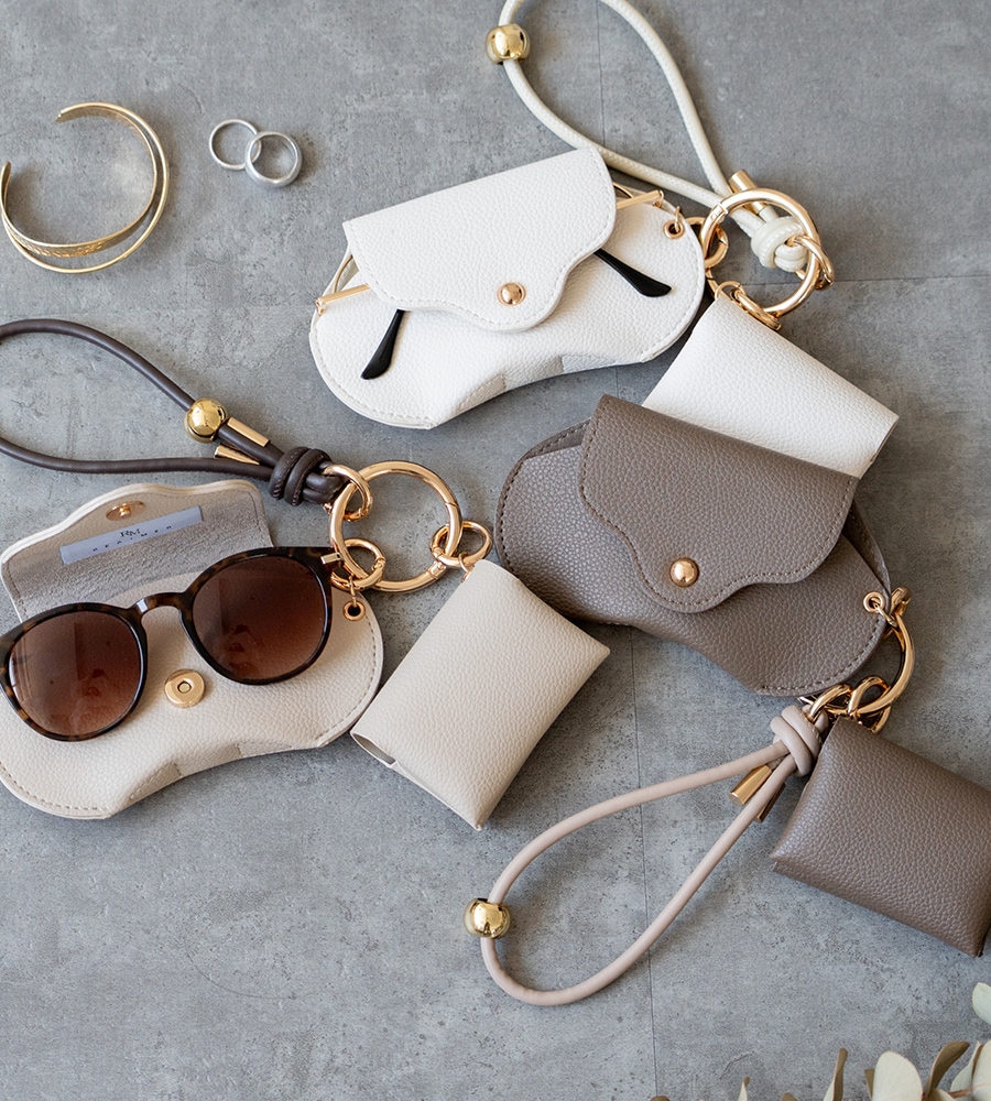 【クーポンで45％OFF】【新色グレー追加】REAIMER ティッシュケース＆眼鏡ケース ストラップ 3点セット スマホストラップ ポケットティッシュケース メガネケース ポケットティッシュカバー おしゃれ フォーマル セレモニー きれいめ オケージョン 女子会 通勤 ブランド【REAIMER/リエメ】