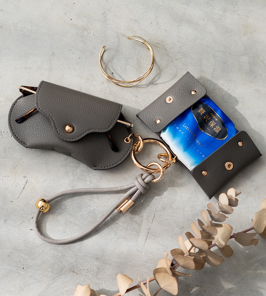 【クーポン利用で45％OFF】【新色グレー追加】REAIMER ティッシュケース＆眼鏡ケース ストラップ 3点セット スマホストラップ ポケットティッシュケース メガネケース ポケットティッシュカバー おしゃれ セレモニー【REAIMER/リエメ】