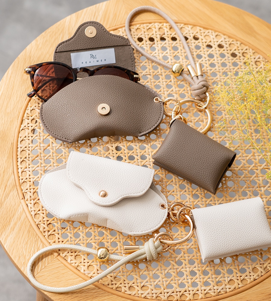 《SummerSale 50％OFF まとめ買いで最大＋20％OFF》REAIMER ティッシュケース＆眼鏡ケース ストラップ 3点セット スマホストラップ ポケットティッシュケース メガネケース ポケットティッシュカバー おしゃれ セレモニー【REAIMER/リエメ】