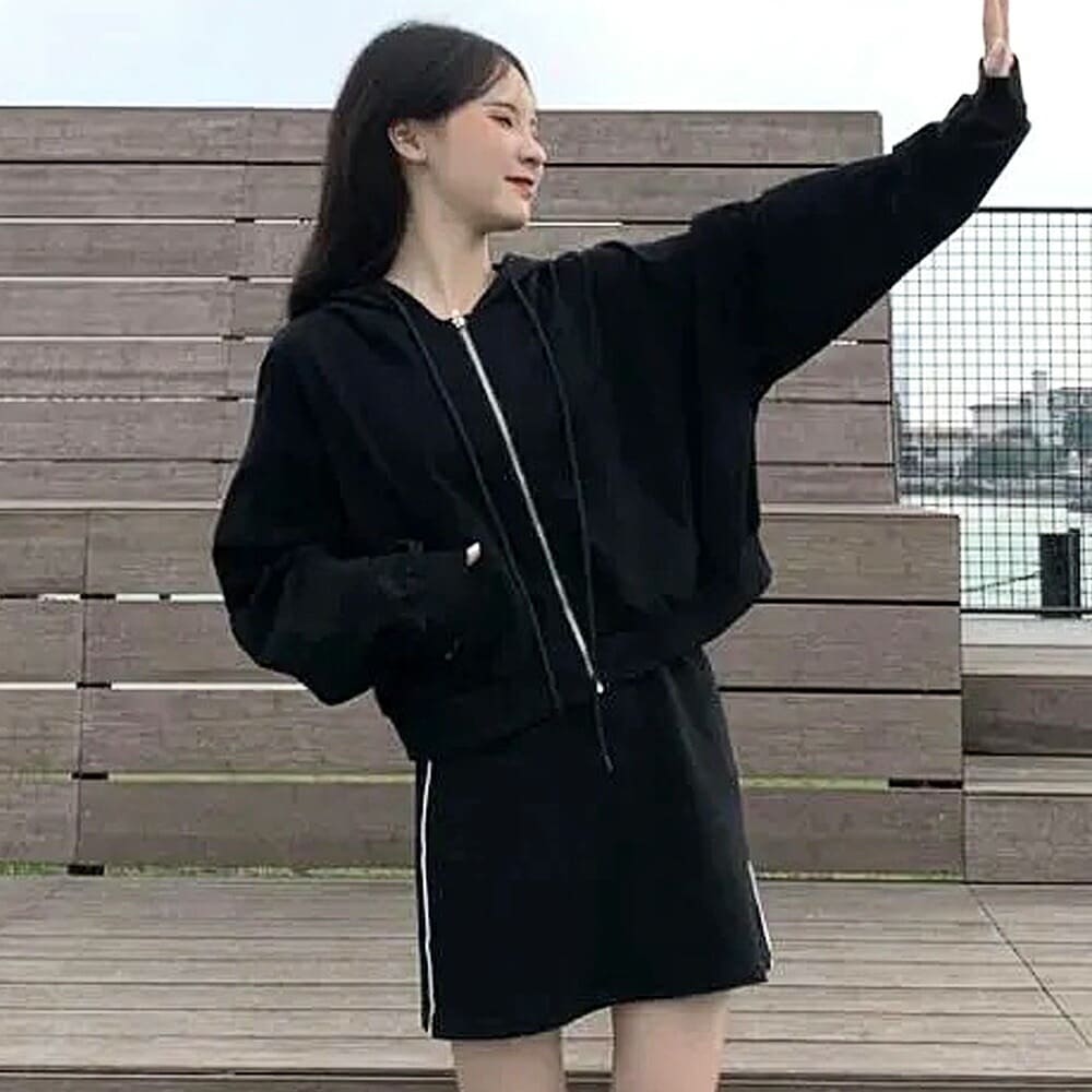 パーカー レディース ミニ丈 ジップパーカー 韓国ファッション トップス 秋 冬 おしゃれ オルチャンファッション ジップアップ アウター ジップアップパーカー 長袖 ペアルック