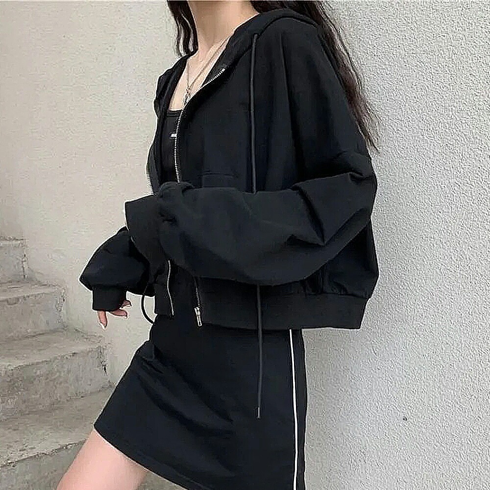 パーカー レディース ミニ丈 ジップパーカー 韓国ファッション トップス 秋 冬 おしゃれ オルチャンファッション ジップアップ アウター ジップアップパーカー 長袖 ペアルック