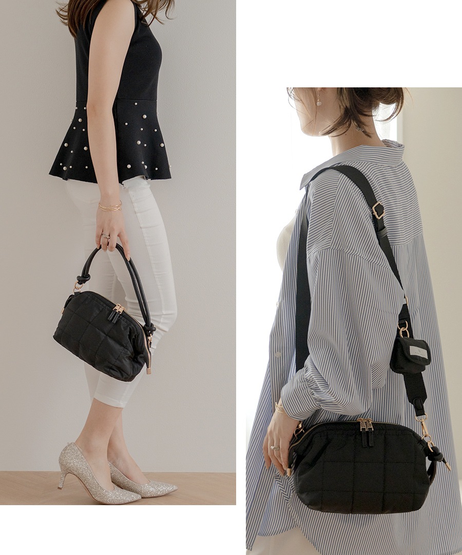 【クーポン利用で50％OFF】REAIMER キルティング ナイロン 2way ショルダーバッグ 2WAY バッグ トートバッグ ハンドバッグ ショルダーバッグ レディース セレモニーバッグ レディースバッグ ミニポーチ おしゃれ きれいめ 女子会 通勤 ブランド【REAIMER/リエメ】