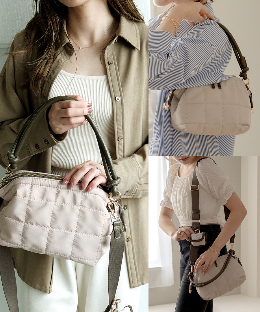 【クーポン利用で50％OFF】REAIMER キルティング ナイロン 2way ショルダーバッグ 2WAY バッグ トートバッグ ハンドバッグ ショルダーバッグ レディース セレモニーバッグ レディースバッグ ミニポーチ おしゃれ きれいめ 女子会 通勤 ブランド【REAIMER/リエメ】