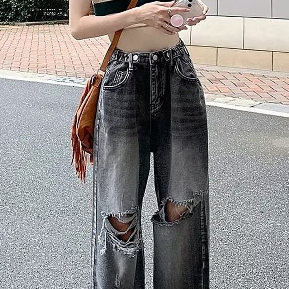 デニム デニムパンツ パンツ レディース ワイドパンツ ワイド 大きいサイズ ジーンズ ジーパン ボトム 体型カバー ボトムス ストレート ズボン ゆったり ハイウエスト ゴム 秋 冬 ボトムス ズボン 長ズボン ロングパンツ ジーパン