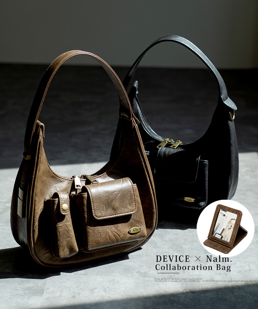 【20％OFFクーポン／最大35％OFF】【Nalm.コラボ】ハンドバッグ トートバッグ ショルダーバッグ ワンハンドル レディース レディースバッグ 小さめ シンプル 通勤 大容量 ミラー付き 大人可愛い ヴィンテージ風 おしゃれ 2way ミニバッグ かわいい ハーフムーン 旅行 肩掛け コラボ