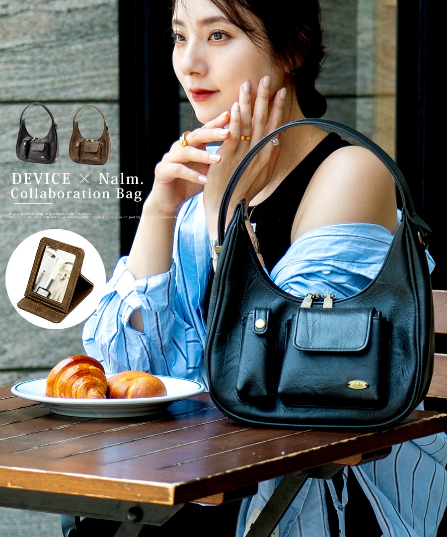 【20％OFFクーポン／最大35％OFF】【Nalm.コラボ】ハンドバッグ トートバッグ ショルダーバッグ ワンハンドル レディース レディースバッグ 小さめ シンプル 通勤 大容量 ミラー付き 大人可愛い ヴィンテージ風 おしゃれ 2way ミニバッグ かわいい ハーフムーン 旅行 肩掛け コラボ